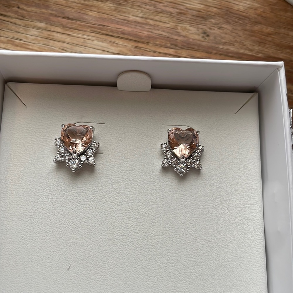 Lab created morganite earrings made with solid .925 sterling silver-bomb party